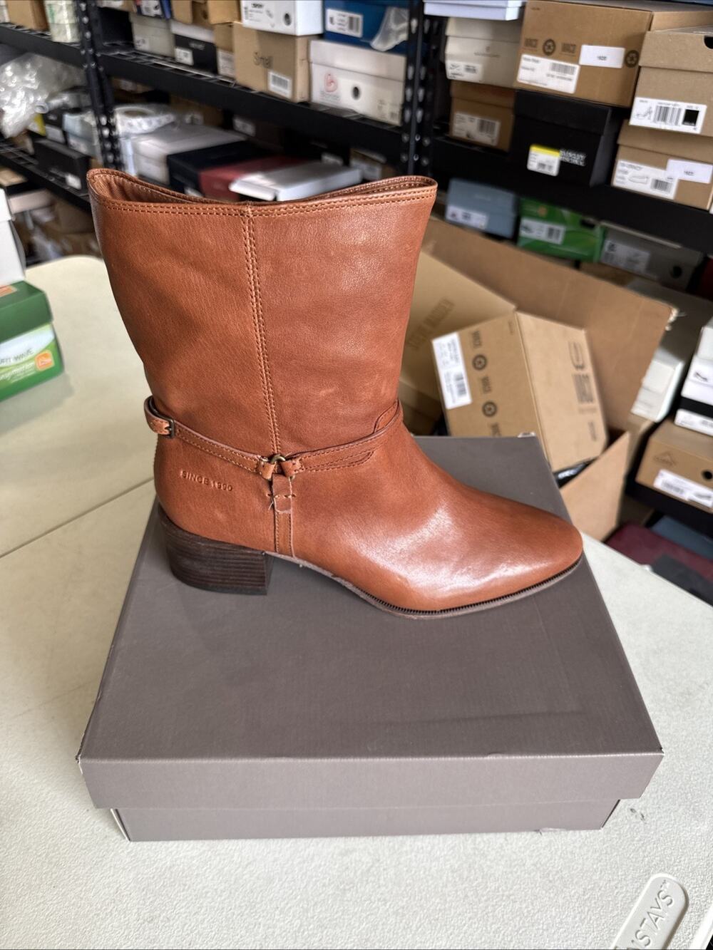 Women's 11 Franco Sarto Kian Ankle Boot Cognac Brown Leather M